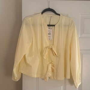 Zara Light Yellow Blouse with Bow Ties